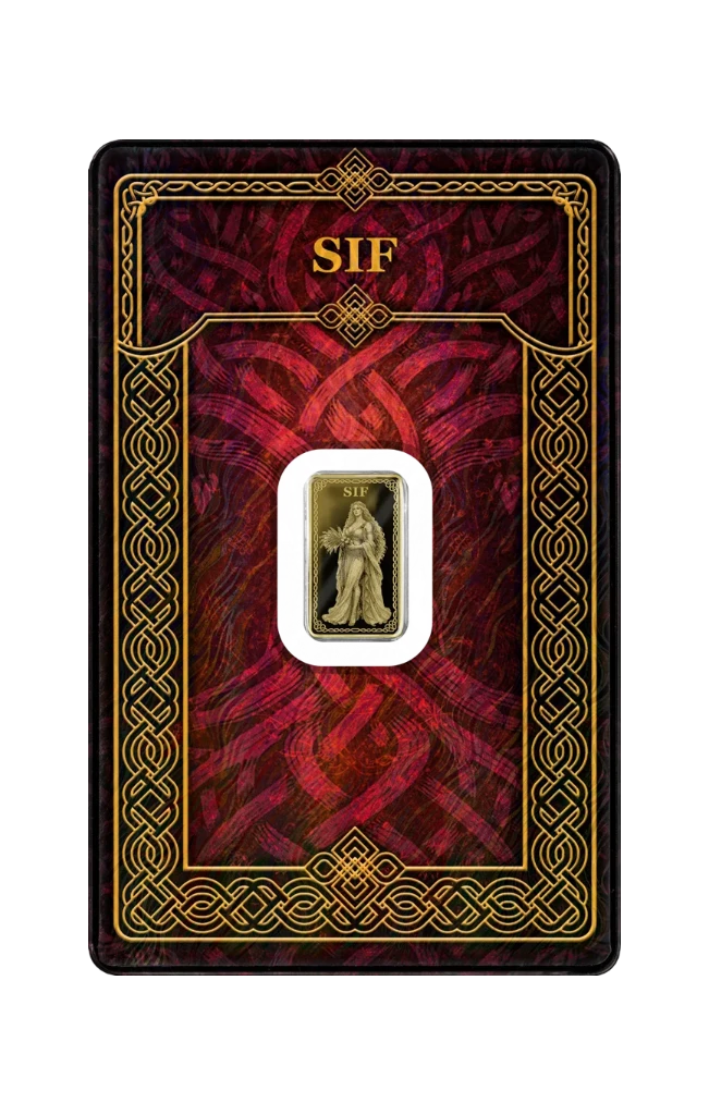 2026 Germania Gods Sif Minted 1/100 oz Gold Bar in Card