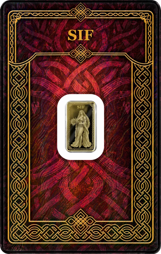 2026 Germania Gods Sif Minted 1/100 oz Gold Bar in Card