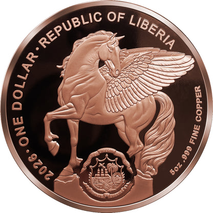 2026 Liberia Winged Liberty 5 oz Copper Coin - Capsule & COA