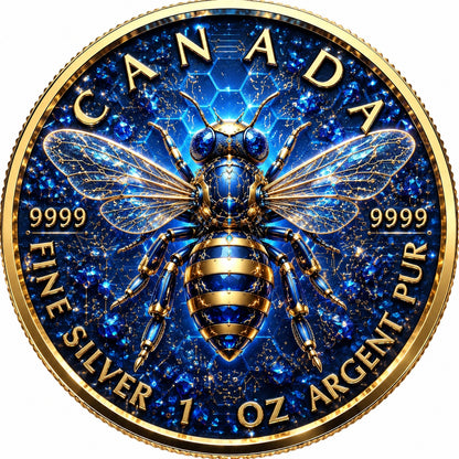 2026 Canada Maple Leaf Sapphire Bee Edition 1 oz Silver Coin
