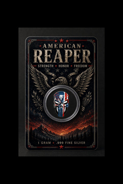 American Reaper Colorized 1g Silver Medal in Card