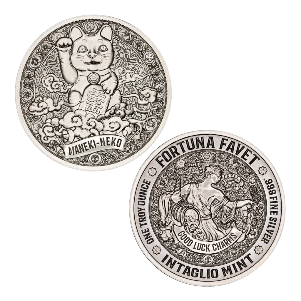 Estimate: Intaglio Mint Fortuna Favet Maneki-Neko (Lucky Cat) 1 oz Silver Round