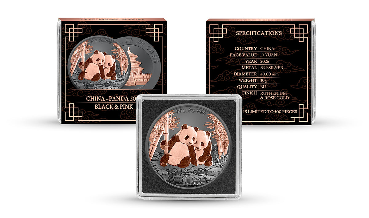 2026 China Panda Black & Pink Edition 1 oz Silver Coin (08/07)