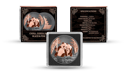 2026 China Panda Black & Pink Edition 1 oz Silver Coin (08/07)