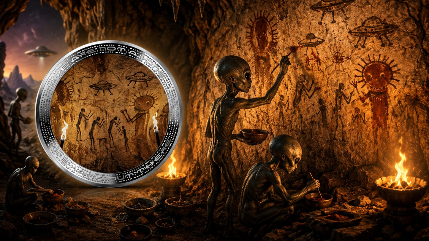 2026 Cameroon Prehistoric Alien Painting 1 oz Silver Coin (07/03)