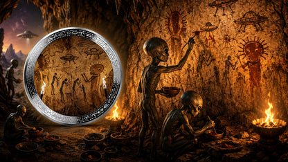 2026 Cameroon Prehistoric Alien Painting 1 oz Silver Coin (07/03)