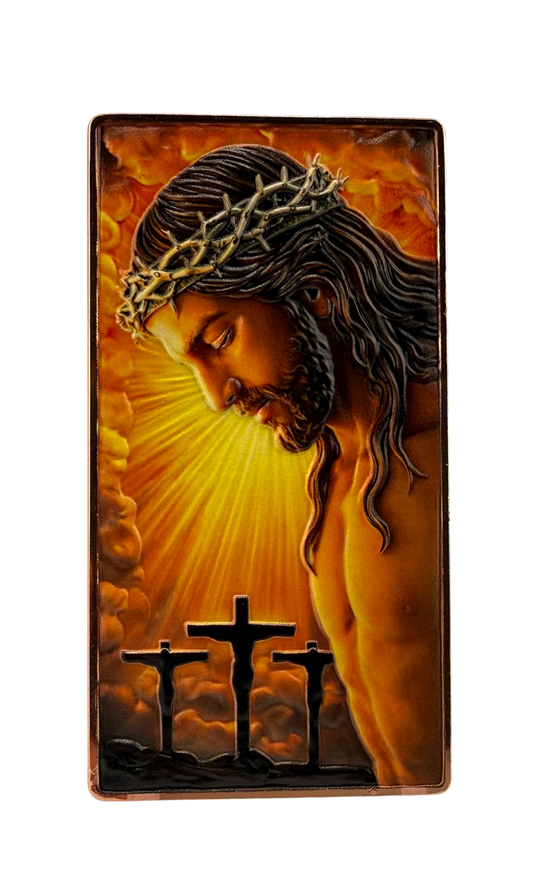 Jesus - He is Risen Colorized 5 oz Copper Bar (06/24)