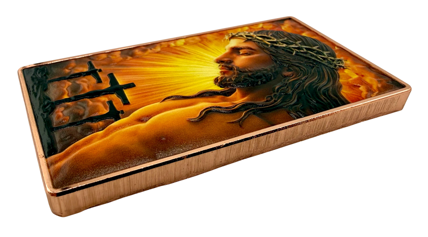 Jesus - He is Risen Colorized 5 oz Copper Bar (06/24)