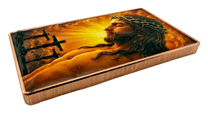 Jesus - He is Risen Colorized 5 oz Copper Bar (06/24)