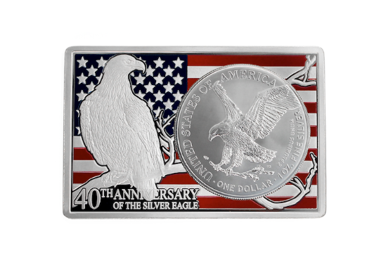 2026 U.S. Eagle 40th Ann. Special Colored Edition 3 oz Silver Coin in Bar