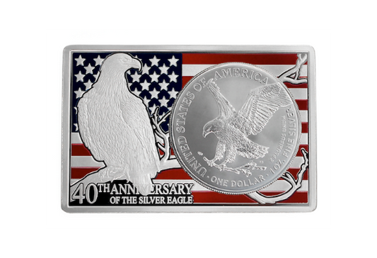 2026 U.S. Eagle 40th Ann. Special Colored Edition 3 oz Silver Coin in Bar