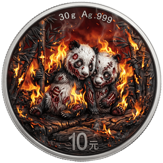 2026 China Panda Burning Zombie Edition 30g Silver Coin