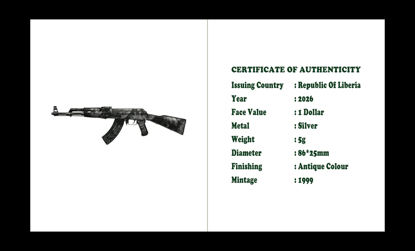 2026 Liberia AK-47 5g Silver Coin Blind Box
