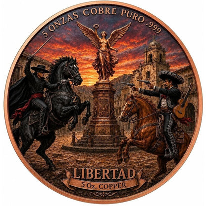 Mexico Libertad Mark of the Mariachi 5 oz Copper Medal (06/18)