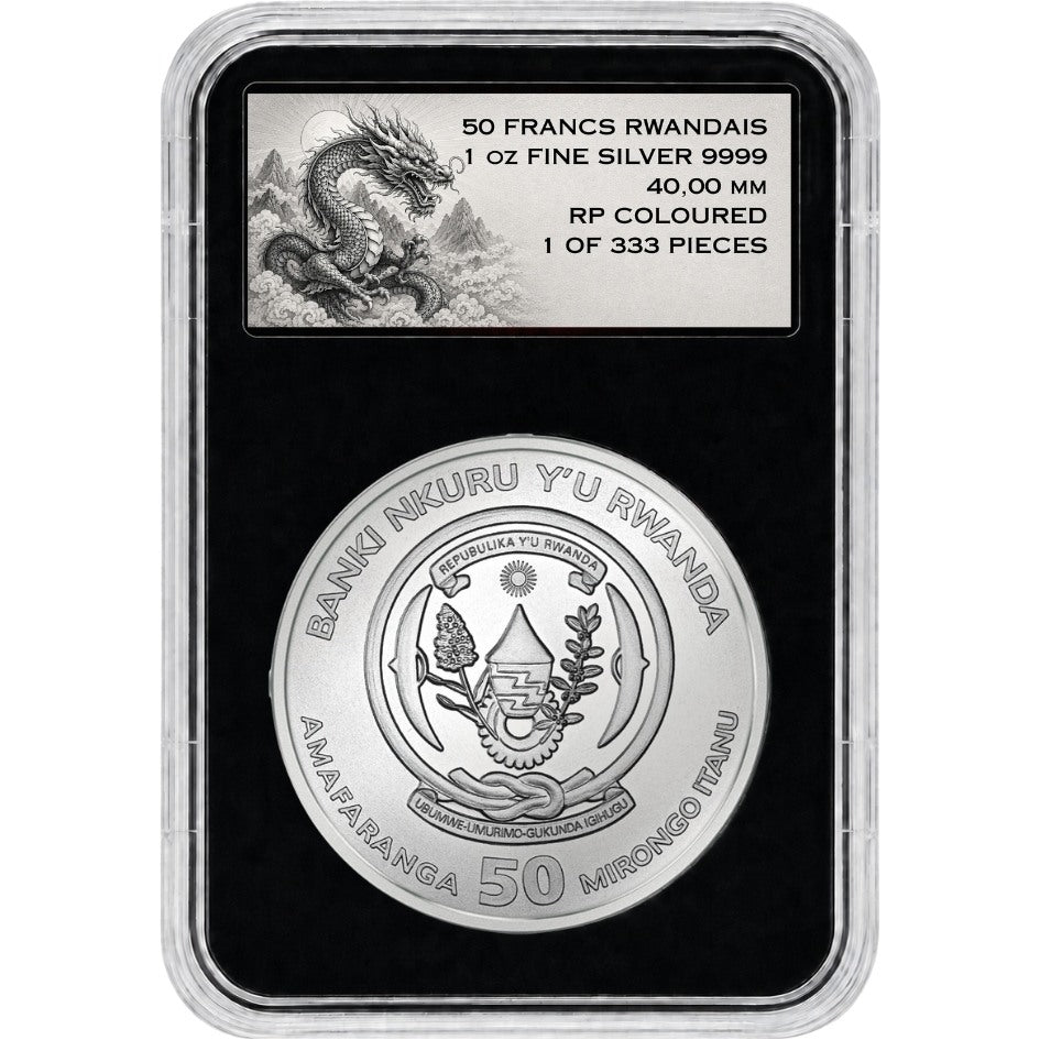 2026 Rwanda Chinese Blue Dragon Colorized 1 oz Silver Coin