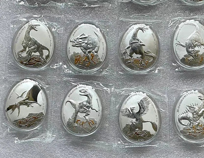 WOW! In Stock! 12pcs Complete set Samoa 2022 Dinosaurs in Asia Egg Curved silver coins