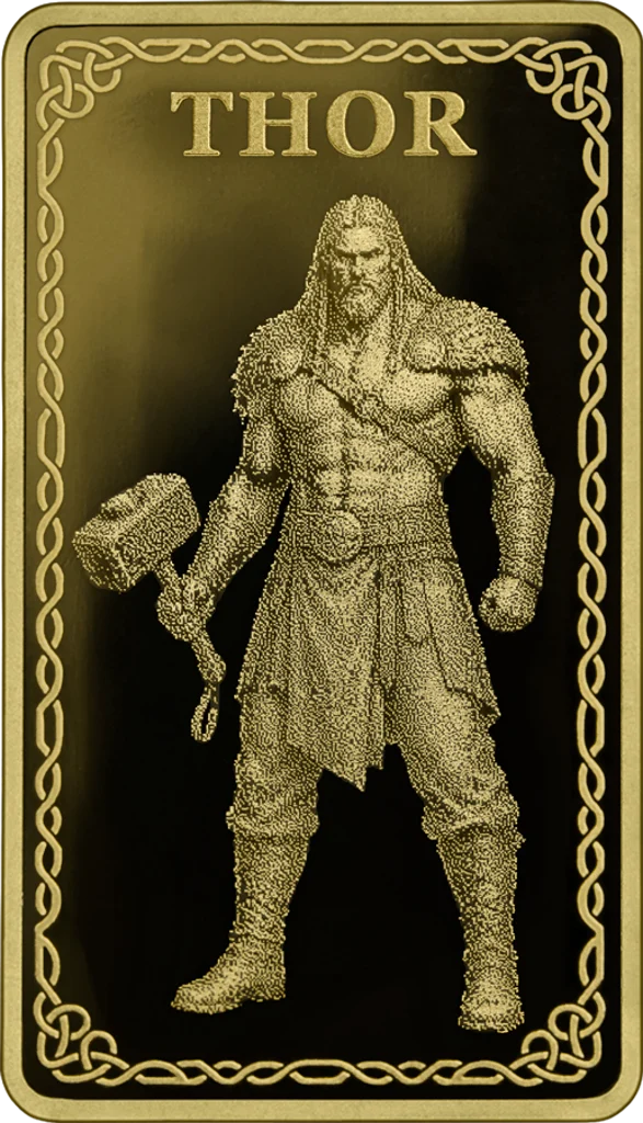2026 Germania Gods Thor Minted 1/100 oz Gold Bar in Card