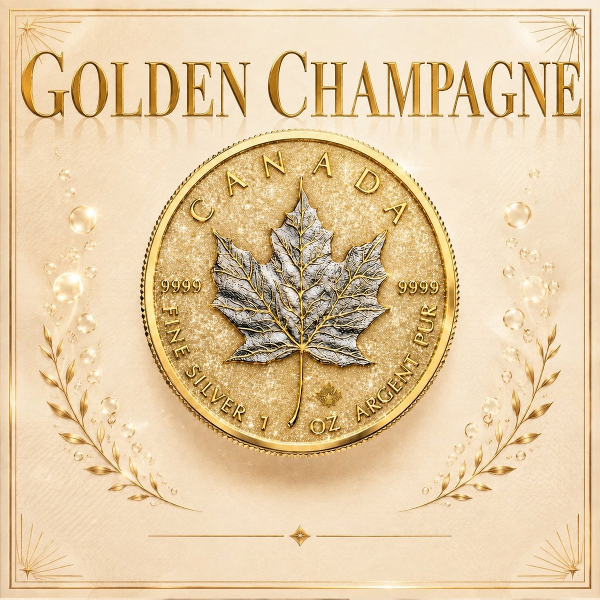 2026 Canada Maple Leaf Golden Champagne Edition 1 oz Silver Coin