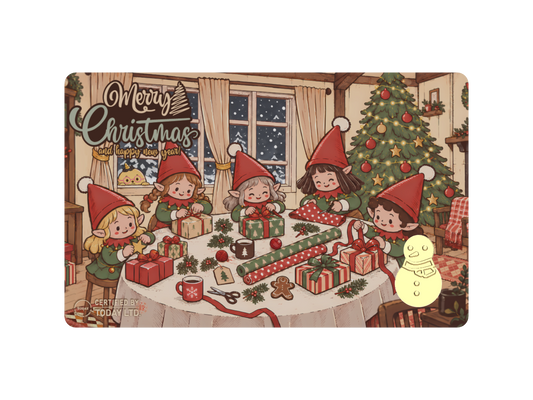 KOMSCO Christmas Card Shaped 1g Gold Bar in Card