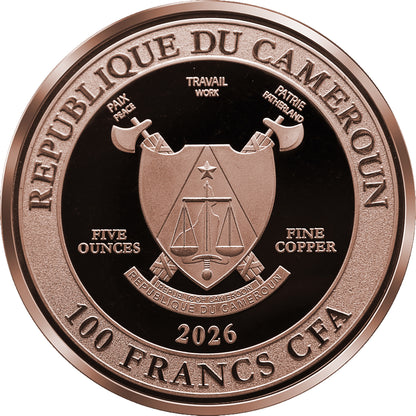 2026 Cameroon Wildlife Values Eagle Command 5 oz Copper Coin - Optional Display Box