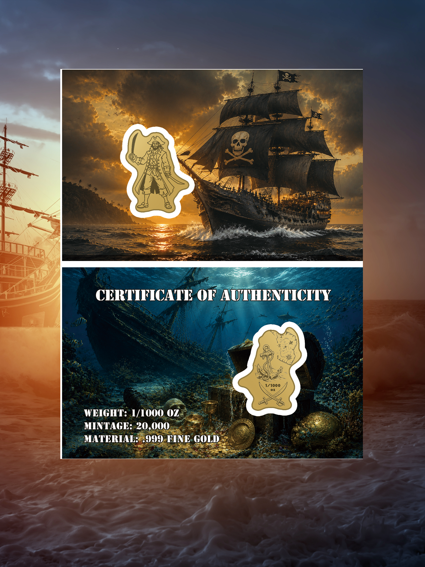 Pirate's Journey 1/1000 oz Gold Medal in Card (07/23)