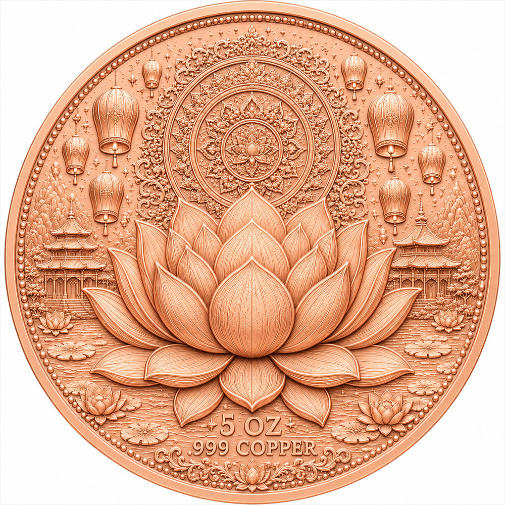 Lotus Buddha Colorized 5 oz Copper Medal (06/19)