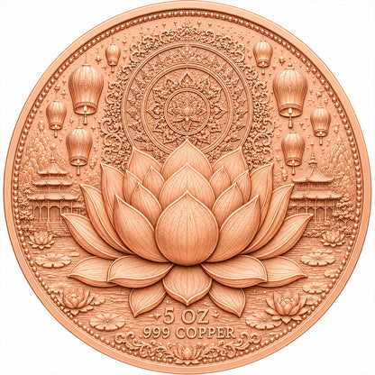 Lotus Buddha Colorized 5 oz Copper Medal (06/19)