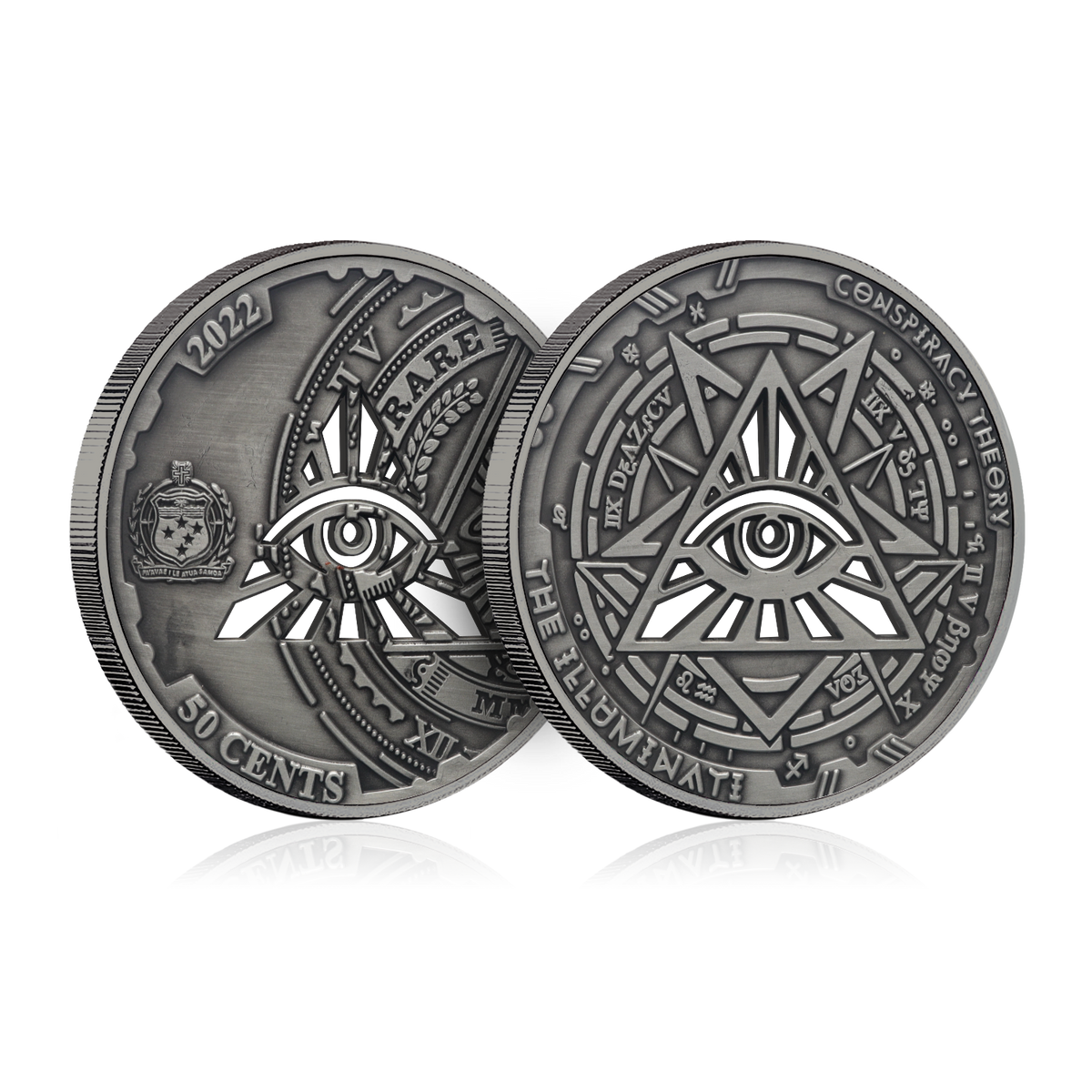 2022 Samoa Conspiracy Collection - Illuminati Cut-Out CN Coin in Card