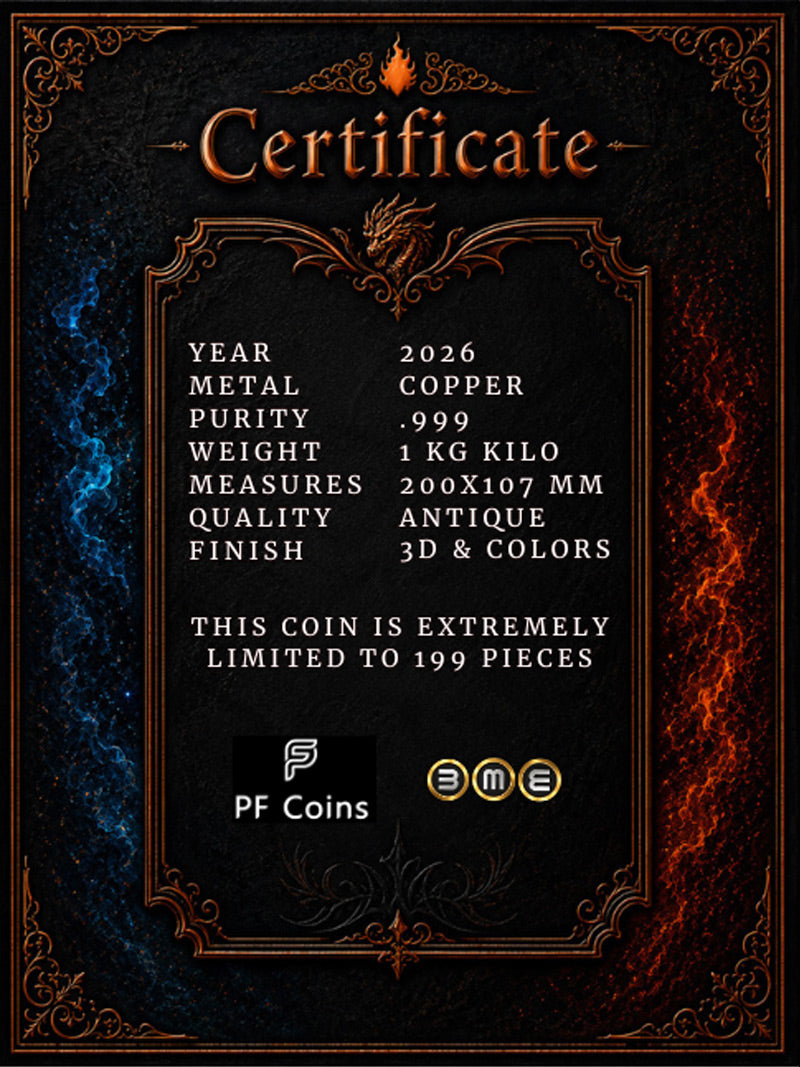 Dragon's Legacy Shaped 1 Kilo Copper Medal (07/16)