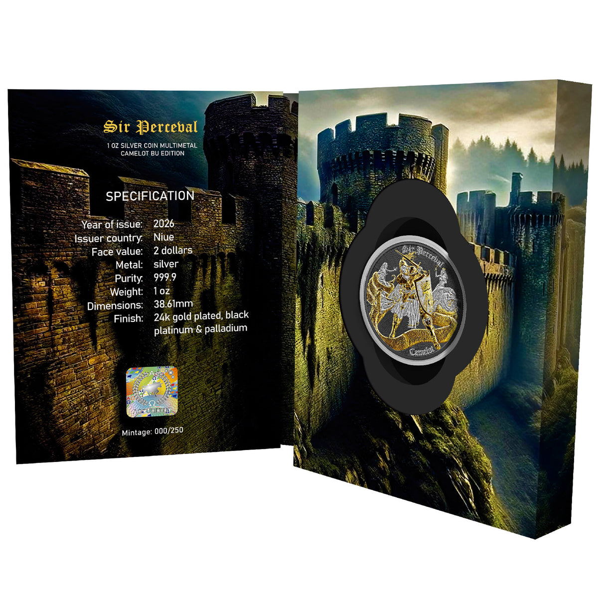 2026 Niue Camelot Sir Percival BU - Multimetal Edition 1 oz Silver Coin