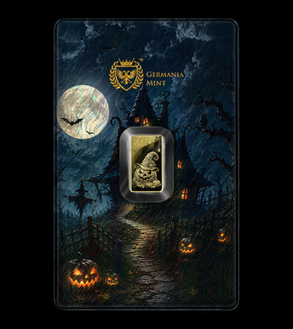 2026 Germania Mint Halloween 2026 1/100 oz Gold Bar in Card
