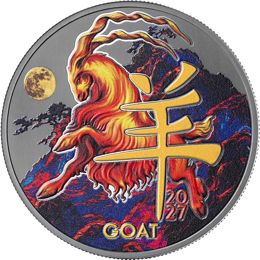 2027 Cameroon Year of the Goat Black Proof 1/2 oz Silver Coin