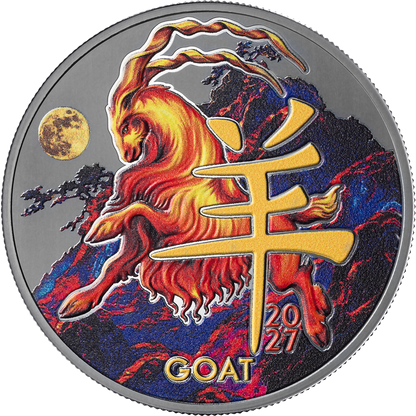 2027 Cameroon Year of the Goat Black Proof 1/2 oz Silver Coin
