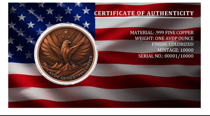 Wings of Freedom Colorized 1 oz Copper Round in Card (06/29)