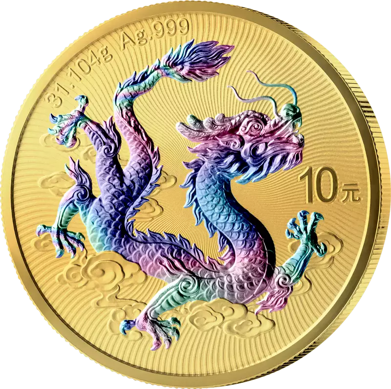 2026 China Dragon Golden Holographic Edition 1 oz Silver Coin