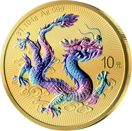 2026 China Dragon Golden Holographic Edition 1 oz Silver Coin
