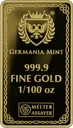 2026 Germania Gods Sif Minted 1/100 oz Gold Bar in Card