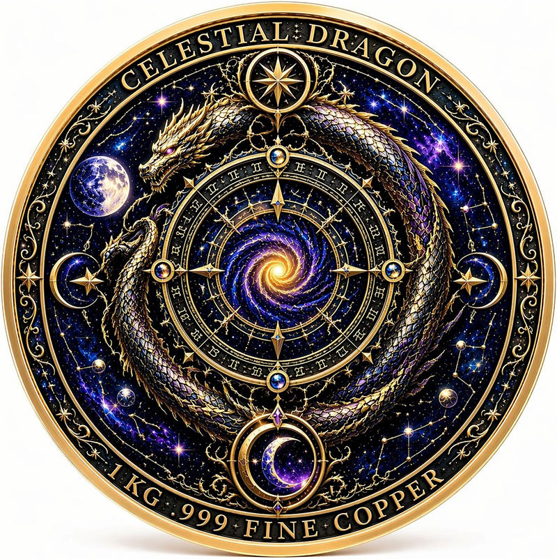 Celestial Dragon Colorized 1 Kilo Copper Medal (06/29)