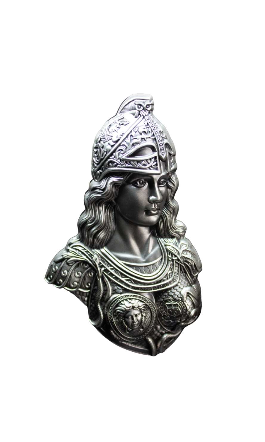 2026 Samoa Athena Shaped Stacker 2 oz Silver Coin - Display Stand