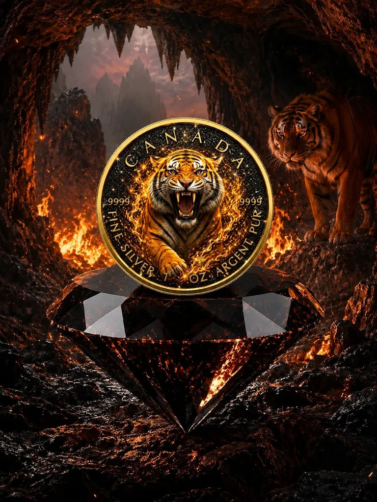 2026 Canada Maple Leaf Blazing Tiger Black Diamond Edition 1 oz Silver Coin