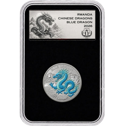 2026 Rwanda Chinese Blue Dragon Colorized 1/12 oz Silver Coin