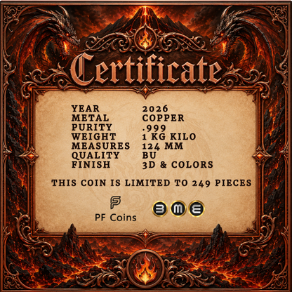 Inferno Dragon The Fire Tyrant 1 Kilo Copper Medal (07/10)