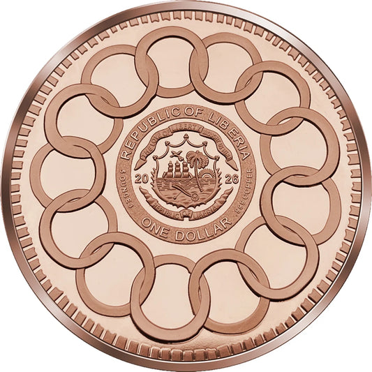 2026 Liberia 1787 Fugio Cent Tribute 5 oz Copper Coin
