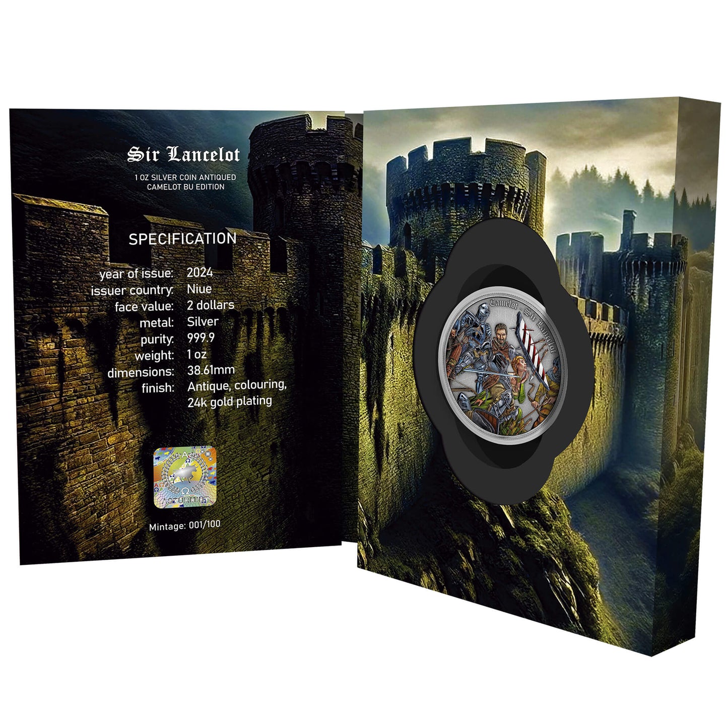 2024 Niue Camelot Sir Lancelot Colorized Antiqued 1 oz Silver Coin (06/19)