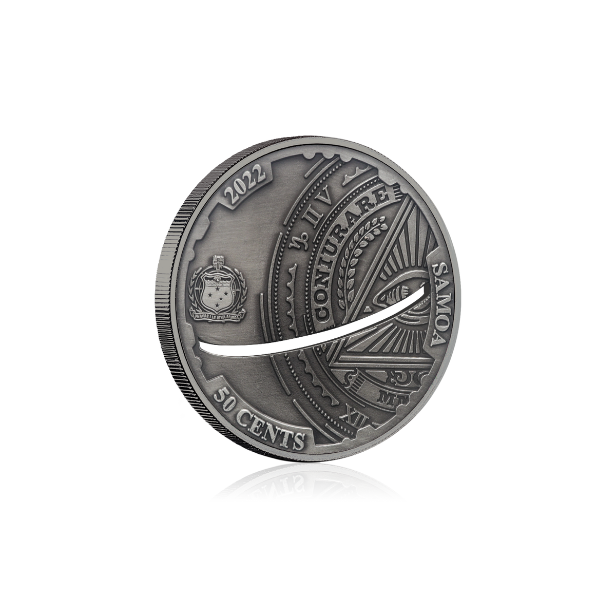 2022 Samoa Conspiracy Collection - Flat Earth Cut-Out CN Coin in Card