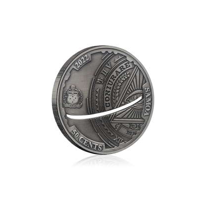 2022 Samoa Conspiracy Collection - Flat Earth Cut-Out CN Coin in Card