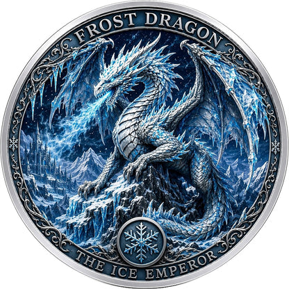 Frost Dragon The Ice Emperor Colorized 1 Kilo Copper Medal (07/22)