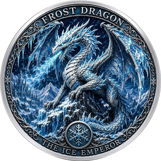 Frost Dragon The Ice Emperor Colorized 1 Kilo Copper Medal (07/22)