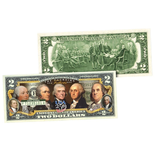 1776-2026 U.S. Genuine Legal Tender $2 Bill 'USA 250: Founding Fathers' Edition