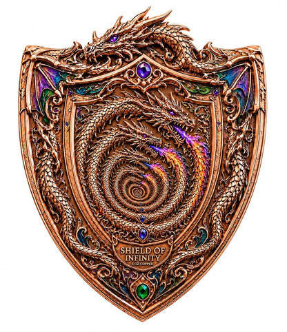 Dragon Shield of Infinity Shaped 3 oz Copper Medal (06/22)